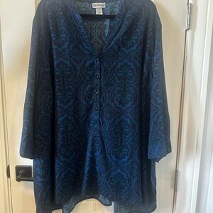 Catherines Purple and Teal Patterned Blouse